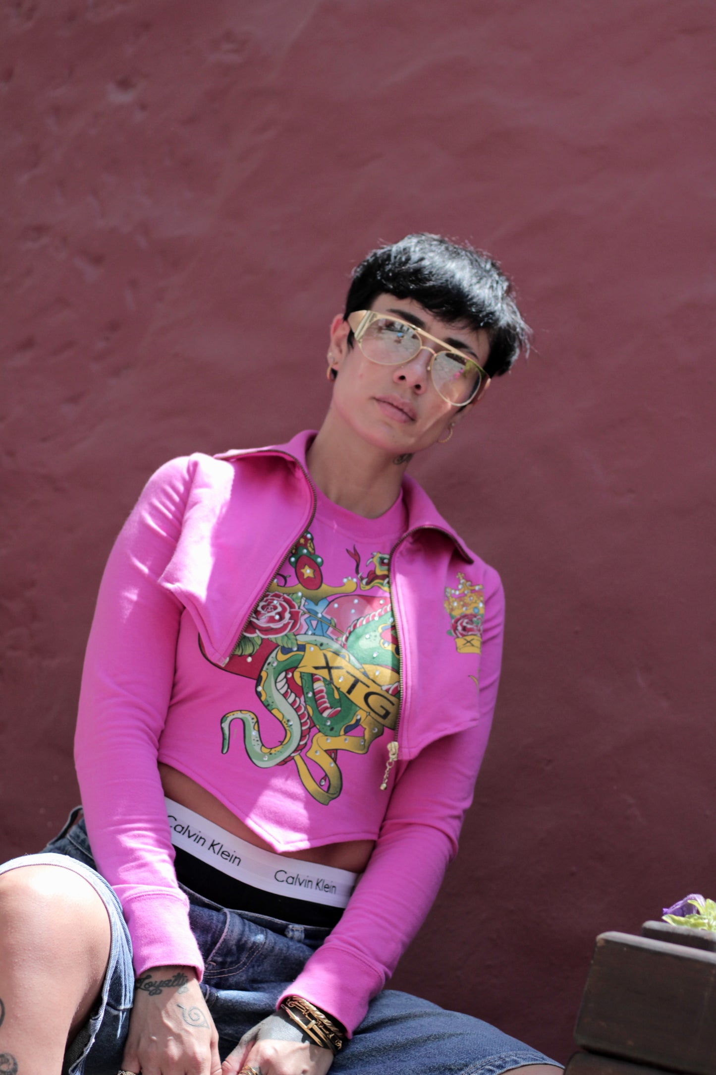 SET Chaqueta Crop + Top Pink