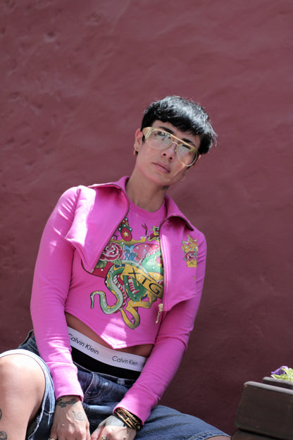 SET Chaqueta Crop + Top Pink