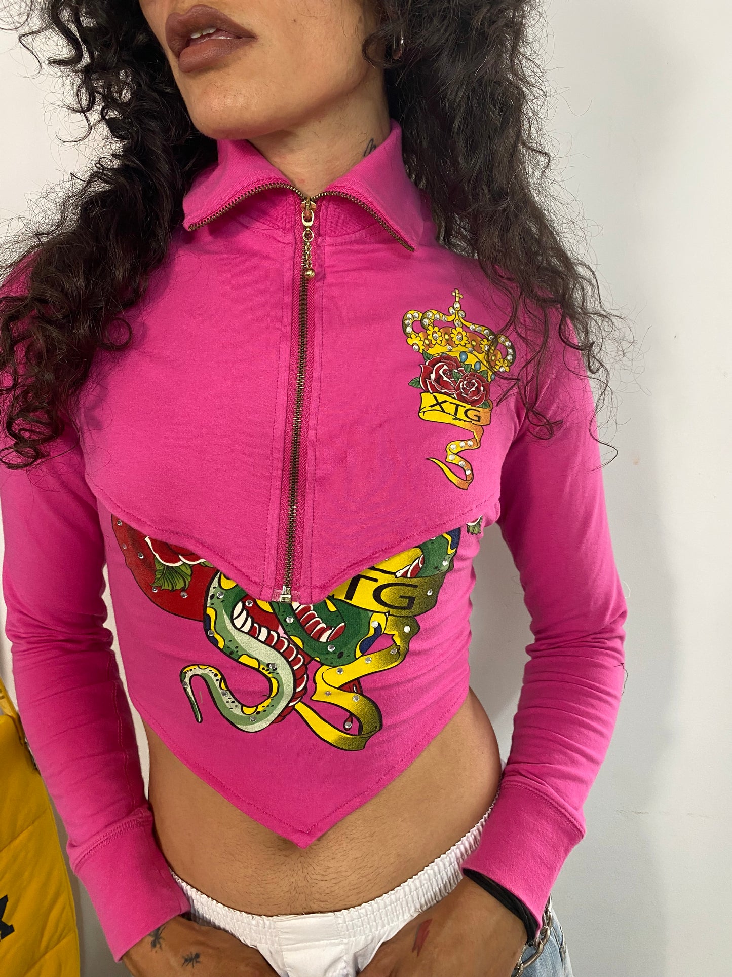 SET Chaqueta Crop + Top Pink